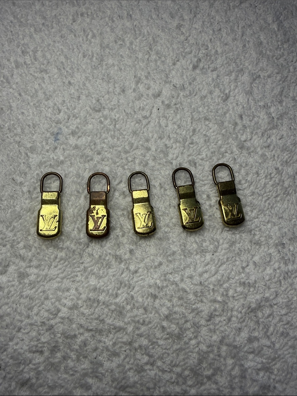 Authentic Louis Vuitton Gold #3 Zipper-Pulls Set of 5
